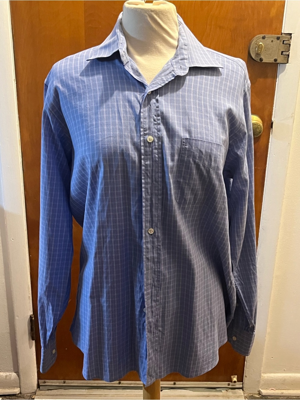 Barneys New York Blue Pinstripe Dress Shirt - Long Sleeve